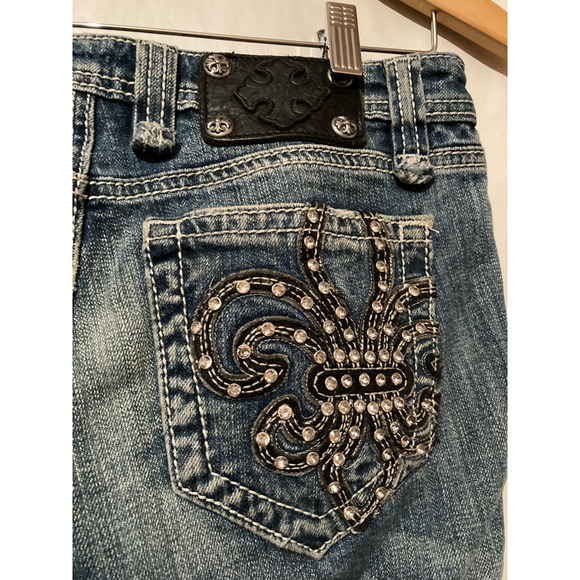 Miss Me Womens Slim Skinny Jeans Blue Stretch Thick Stitch Embellished Denim 26 - Picture 6 of 10